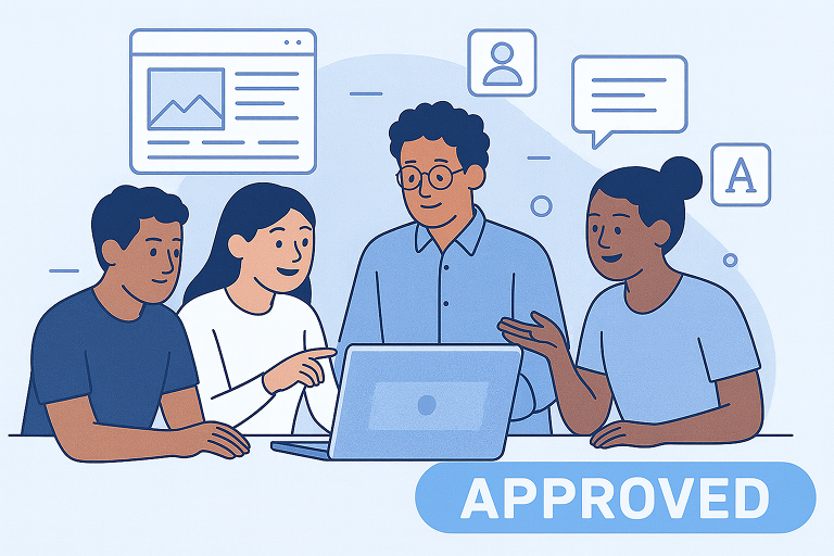 Website discovery process workshop – clients and agency aligning project goals.