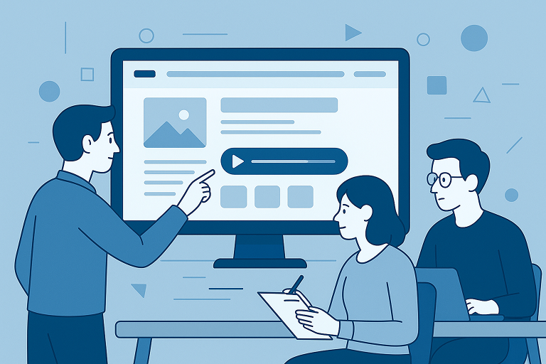 Website staging feedback process – clients reviewing a staging website before launch.