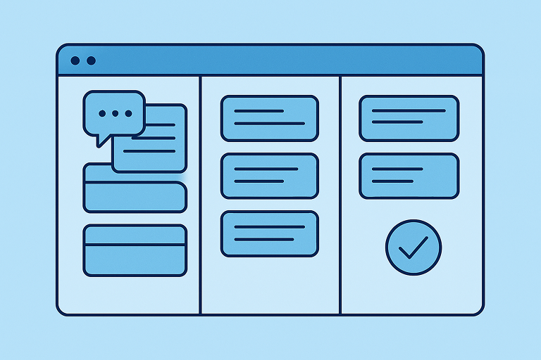 Staging feedback tasks organised on a Kanban board.”